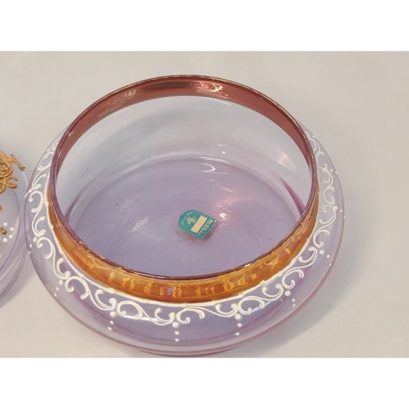 Italian Venetian Murano Art Glass Moriage Powder Candy Covered Jar Vintage - Picture 6 of 9